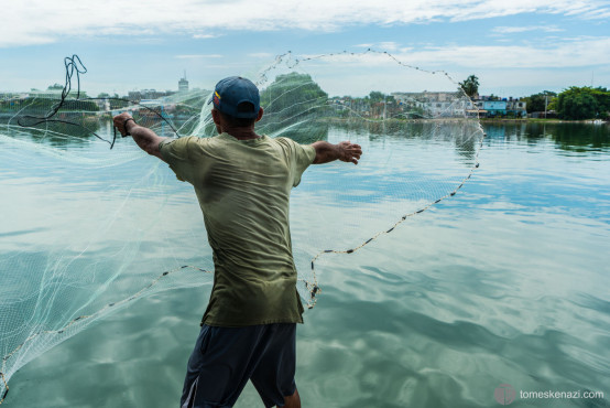 Net fishing in Cienfuegos, Cuba