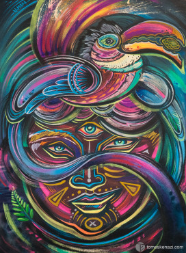 Psychedelic Painting by a local street artist, Bogota, Colombia