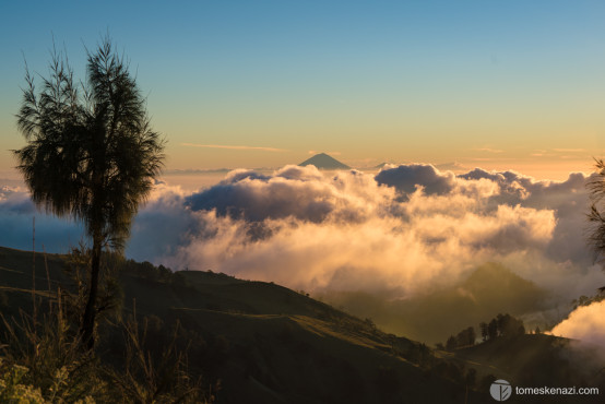 Mount Agung in Bali, viewed from Rinjani Crater Rim, Lomboc, Indonesia