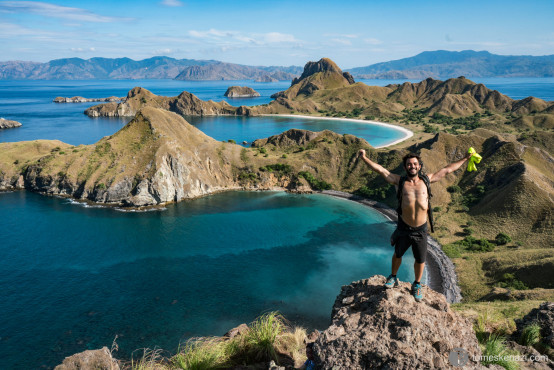 Santi on top of Padar, Flores, Indonesia