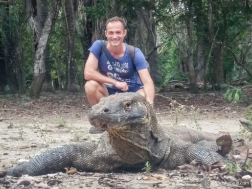 Dragon selfie, Rinca Island, Flores, Indonesia