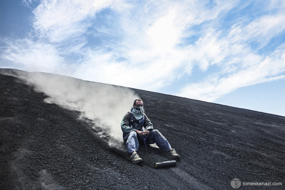 Volcano boarding on Cerro Negro, Nicaragua