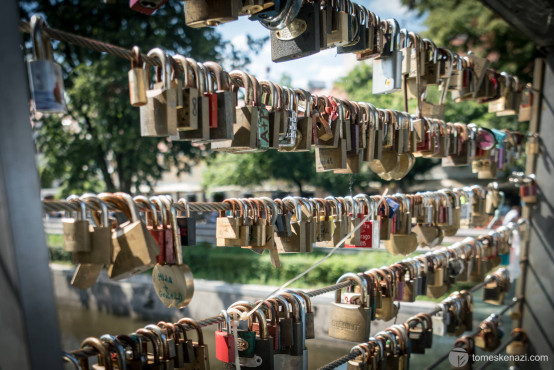 Lovers locks on Butcher's bridge, Ljubljana.