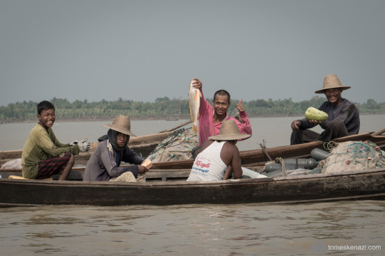 Proud fishermen, Mawlamyine, Myanmar