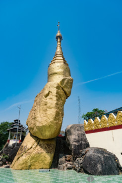 Nwa-le-bo pagoda resting on 3 natural blocks of stone, Mawlamyine, Myanmar