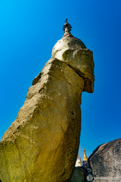 Nwa-le-bo pagoda resting on 3 natural blocks of stone, Mawlamyine, Myanmar