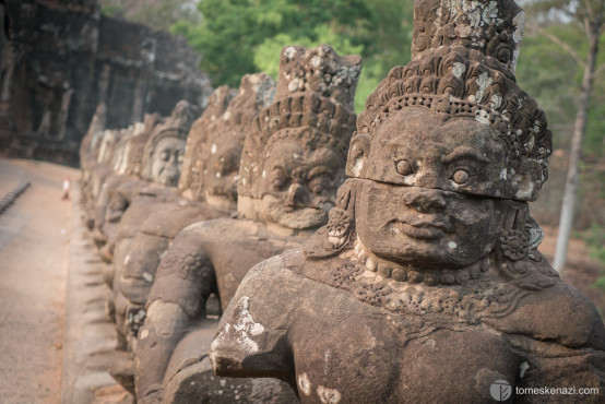 Statues leading to South Gate of Angkor Thom, Siem Reap, Cambodia