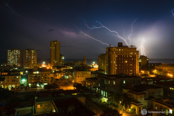 Rainy season means thunder and lightnings, view from my room in Habana, Cuba