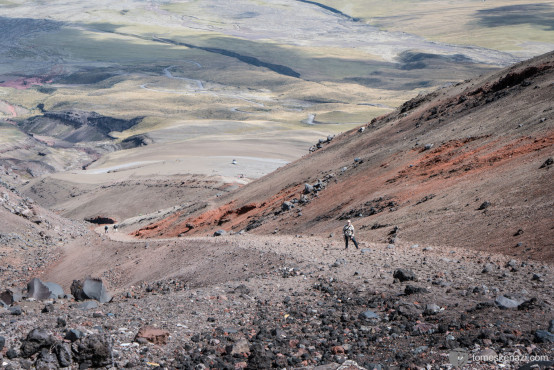 Cotopaxi National Park as seen from the Cotopaxi refuge at 4860m high.