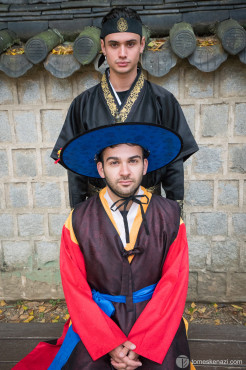 Jeff and Johnny in traditional costumes, Jeonju