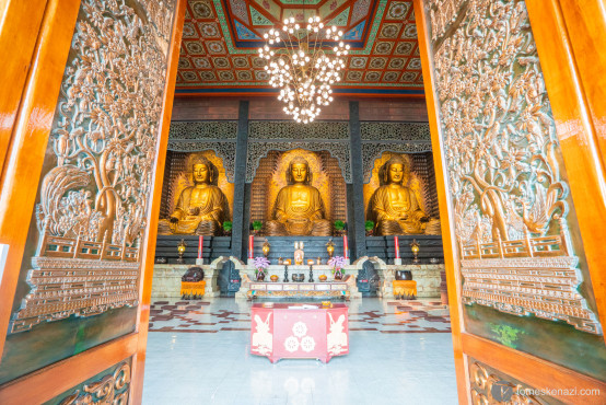 The main shrine room of Fo Guang Shan Buddhist monastery, Kaohsiung, Taiwan. I used it for an hour meditation session. :-)